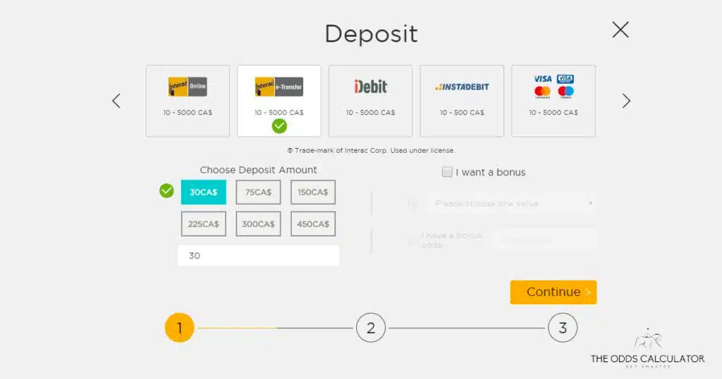 choosing how much to deposit with Interac casinos