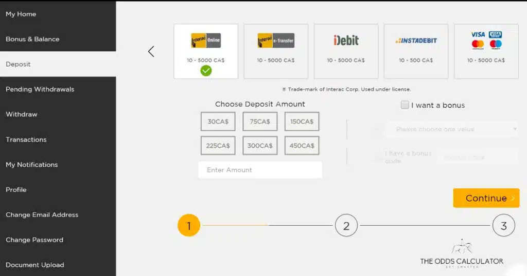 deposits with interac online at casinos