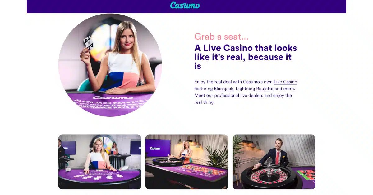 casumo casino live section